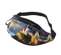 Lighthouse - Riñonera unisex con estampado de diamantes, ligera, para viajes, correr, festivales, moda