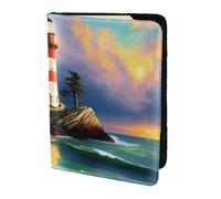 Lighthouse - Soporte para pasaporte con impresión de pintura de diamantes, artículos esenciales de viaje, cartera antirrobo para tarjetas y pasaportes, tamaño para adaptarse a todos los pasaportes