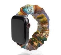 Lighthouse Sunset Scrunchie - Correa de repuesto elástica suave compatible con Apple Watch, 42mm/44mm, Acero inoxidable, No es una piedra preciosa