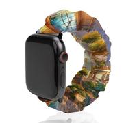 Lighthouse Sunset Scrunchie - Correa de repuesto elástica suave compatible con Apple Watch, 42mm/44mm, Acero inoxidable, No es una piedra preciosa