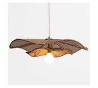 Lighting French Romantic Hanging Ceiling Light Fixture 1 Lights Bamboo and Rattan Pendant Lamp Height Adjustable E27 Chandelier for Restaurant Bedroom Living Room(75cm)