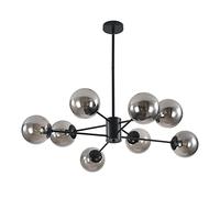 Lighting Glass Globe Mid Century Black Pendant Farmhouse Industrial Chandelier Fixture A Light Fixture(8alight (Black+Smoke Grey))
