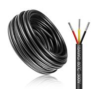 LightingWill Cable eléctrico de 3 núcleos, calibre 18, 5 V/12 V/240 V/300 V, 3 x 0,75 mm², calibre 18, 5 V/12 V/240 V/300 V, cable de extensión de bajo voltaje, cables de cobre estañado, cable