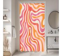 LIGHTINHOME - Cortina de Ducha Abstracta Moderna de 91,4 cm x 183 cm de Alto, Rosa y Naranja, diseño de espirales Retro de los años 70, Cortina de baño de Tejido Impermeable de poliéster, para