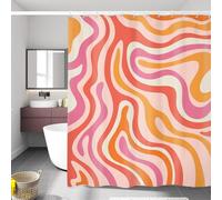 LIGHTINHOME Cortina de Ducha Abstracta Rosa de 60 Pulgadas de Ancho x 72 Pulgadas de Alto, Cortina de Ducha Naranja Retro, estética, Linda y estética de los años 70, Espiral, Colorida y Moderna