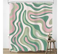 LIGHTINHOME - Cortina de Ducha Abstracta Rosa y Verde, 152 cm de Ancho x 182 cm de Alto, Bohemia, Espiral, Moderna, estética, años 2000 y 70, Retro, Bonita decoración de baño, poliéster, Impermeable