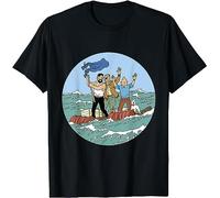 Lightn Camiseta de estaño con la aventura del mar con el capitán Haddock, Negro, XXL