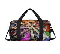 Lightning Colorful Music - Bolsa deportiva para guitarra eléctrica con compartimento para zapatos, bolsa de fin de semana, viajes, gimnasio, organizador de equipaje para mujeres, hombres, niños y
