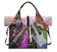 Lightning Colorful Music - Bolsa deportiva para guitarra eléctrica, con compartimento para zapatos, fin de semana, para la noche, para gimnasio, yoga, viajes, color, L, Bolsa de viaje