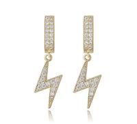 Lightning de oro de 14k densamente pendientes, pendientes colgantes de moissanite, un presente radiante para aniversarios o momentos que valen la pena recordar