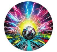 Lightning Fútbol Rompecabezas De 1000 Piezas Rompecabezas Redondos 1000pcs (67.5x67.5cm) Regalos para Adultos Y Niños Redondo Puzzle DIY Creative Intelectual Desafío