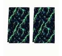 Lightning - Juego de 2 toallas de cocina modernas, nubes atrevidas, tormenta, ninguno, negro, absorbentes, suaves, esenciales para el hogar, 16 x 24 pulgadas