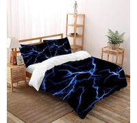 Lightning Negro Impresión 3D Respirable Ropa De Cama 3 Piezas Microfibra 2 Almohadas Cierre con Cremallera Double（200x200cm） para Adultos, Mujeres Y Niños