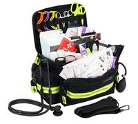 Lightning X Bolsa EMT de primeros auxilios de tamaño mediano | LXMB25 | Totalmente abastecida con más de 240 suministros de primeros auxilios, EMS y trauma, color negro