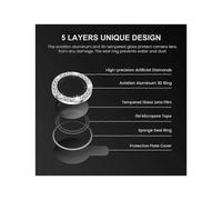(LightPurple) ENKAY HAT PRINCE 1 Set Compatible For iPhone 15 Pro / 15 Pro Max Camera Lens Protector Rhinestone Decor Rear Lens Film
