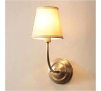 Lights All-Copper Lamp with Linen Shade Vanity Light for Bedroom Bedside Wall Lantern