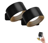Lights of Sweden Wall Lights, Lights of Sweden Wall Lamps, 360 Rotate Wireless Wall Light with 12-Color LED Remote, Rechargeable Wall Mounted Sconces(Black,2pcs)