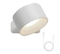 Lights of Sweden Wall Lights, Rechargeable Wall Mounted Sconces, Led Wall Sconce, Wall Mounted Lamp with 2000 mah Battery, for Bedroom, Bathroom, Living Room, Kitchen (1*WHITE)