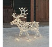 Lights4fun 3 en 1 LED reno iluminado, 70 cm, figura de ciervo, temporizador, iluminación de Navidad, exterior e interior, funciona con pilas
