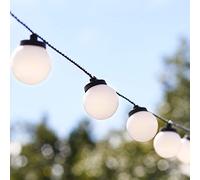 Lights4fun Cadena Decorativa de 30 Bombillas con LED Blanco Cálido y Cable Negro para Exteriores