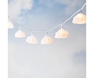 Lights4fun Cadena Luminosa de 10 Nubes con LED Blancos Cálidos a Pilas para Adorno Interiores