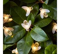 Lights4fun Cadena Luminosa de 20 Abejas con LED Blancos Cálidos a Pilas para Interiores y Exteriores