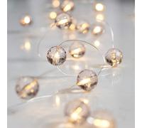 Lights4fun Cadena Luminosa de 20 Perlas con LED Blancos Cálidos a Pilas para Adorno de Interiores