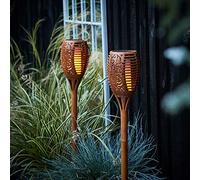 Lights4fun - Conjunto de 2 Antorchas LED Solares de Luz Blanca Cálida y Efecto Parpadeante