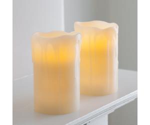 Lights4fun - Conjunto de 2 Velas LED de Cera con Temporizador para Uso en Interiores