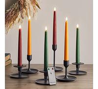 Lights4fun Conjunto de 6 Velas TruGlow® en Cera Colores de Otoño de 22cm con LED Blancos Cálidos a Pilas y Control Remoto para Interiores