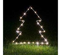Lights4fun Estaca Decorativa para Jardin en forma de Árbol de Navidad con LED Blancos Cálidos a Pilas para Exteriores