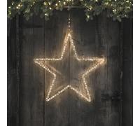 Lights4fun Estrella Colgante de Acrílico Iluminada de 60 cm con 125 Micro LED Blanco Cálido Funciona con Pilas y Temporizador Decoración Navideña para Interiores y Exteriores