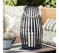 Lights4fun Farolillo Grande de Metal Negro con TruGlow® Vela LED a Pilas para Uso en Interiores y Exteriores