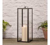 Lights4fun Farolillo Negro de 60 cm con Vela LED TruGlow® Sin Llama a Pilas con Temporizador Resistente a la Intemperie Decoración para Interiores y Exteriores