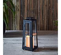 Lights4fun Farolillo Solar Metálico 29,5 cm de Vela LED para Jardín y Exteriores