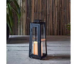 Lights4fun Farolillo Solar Metálico 29,5 cm de Vela LED para Jardín y Exteriores