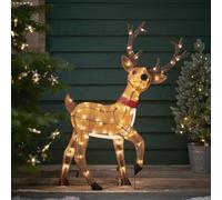Lights4fun Figura de Reno de Navidad LED para decoración de jardín con Temporizador, 1 m