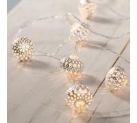 Lights4fun Guirnalda a Pilas de 10 LED con orbes Plateados Estilo Oriental…