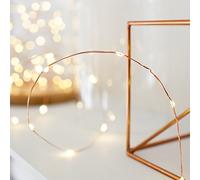 Lights4fun - Guirnalda de Luces con 20 Micro LED Blanco Cálido a Pilas en Alambre Cobre