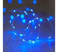 Lights4fun Guirnalda de Luces con 20 Micro Led de Luz Azúl a Pilas