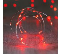 Lights4fun Guirnalda de Luces con 20 Micro LED de Luz Roja a Pilas