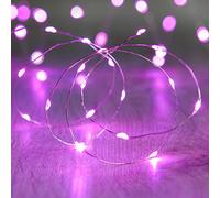 Lights4fun Guirnalda de Luces con 20 Micro Led de Luz Rosa de Pilas