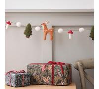 Lights4fun Guirnalda Navideña de Fieltro con Árboles de Navidad, Renos y Setas 1,75 m Guirnalda Colgante Decorativa para Interior