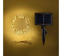 Lights4fun Guirnalda Solar de Luces en Alambre con 100 Micro LED Blanco Cálido para Exteriores