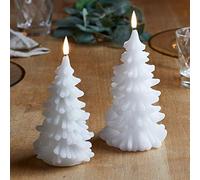 Lights4fun Juego de 2 velas de cera blanca Truglow para árbol de Navidad, sin llama, funciona con pilas