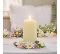 Lights4fun Juego de 2 velas de primavera "Daisy Dreams" y vela TruGlow, vela LED y decoración de flores artificiales de margaritas, Pascua, primavera, verano, para mesa y salón, diámetro de 8 cm