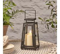 Lights4fun Lanterna Solare in Metallo Nero de 22 cm con Candela LED TruGlow® Fiamma Tremolante Decorazione per Giardino Balconi Esterni