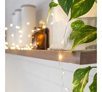 Lights4fun Light4Fun Guirnalda de 100 Micro LED,Cadena de Luz a Pilas, Luces de Hadas Pequeñas, Blanco Cálido Hilo en Alambre Plateado