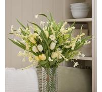 Lights4fun Ramo de flores primavera-verano en tonos amarillos con tulipanes artificiales, flores y verde | sin luz | decoración Pascua primavera verano para mesa y salón | altura 60 cm