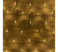 Lights4fun Red Luminosa Solar de 1 m x 1 m con 100 LED Blancos Cálidos sobre Cable Transparente para Exteriores